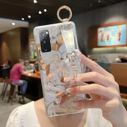 Vista 2 de Funda para Galaxy S20 con Banda de Muñeca y Soporte Ultra Delgada IMD Patrón de Animales Resistente a Golpes Funda con Soporte de Protección