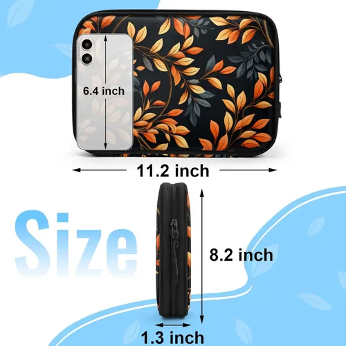Vista 2 de Autumn Leaves Fall Electronics Travel Organizer Case, Tech Accessories Cable Storage Bag for Cords, Charger, Phone, Hard Drive