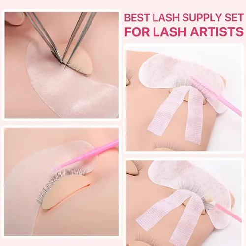 Vista 5 de Pretty memory Kit de extensión de pestañas, cabezal de maniquí de pestañas con párpados extraíbles, juego de práctica de silicona para maquillaje e