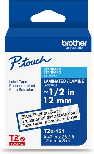 Vista 67 de Cinta laminada Brother Negro sobre Transparente, 6 mm (Tze111)