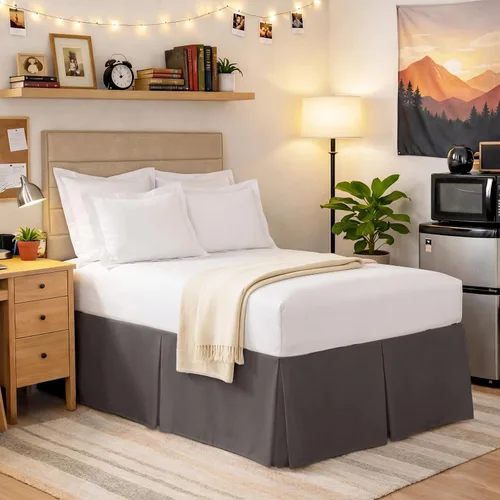 Vista 10 de Spacemaker Falda de cama extra larga con caída de 21 pulgadas, individual, blanco