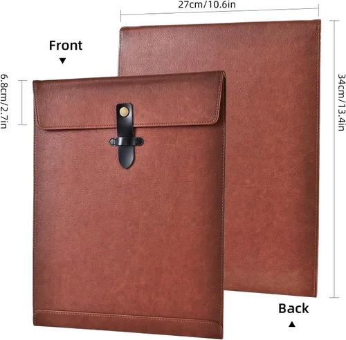 Vista 2 de Carpeta de Archivos de Cuero PU Negro, Organizador de Archivos con Cierre de Presión, Carpeta de Documentos Importantes, Organizador de Documentos
