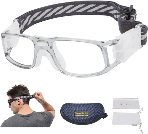Vista 10 de Gafas deportivas – Gafas protectoras de baloncesto con lente extraíble y correa ajustable para gafas