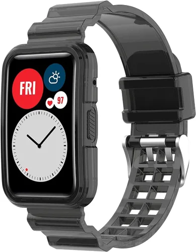 Vista 9 de Compatible con Huawei Watch Fit Band con funda, correa protectora de gelatina transparente para reloj Huawei, compatible con reloj inteligente Rosa