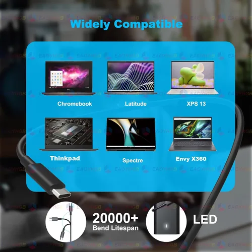 Vista 3 de Cargador USB tipo C de 65 W compatible con Dell Latitude 5440 5540 5450 Negro 1
