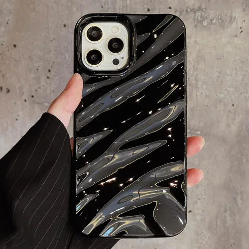 Vista 37 de QLTYPRI Funda compatible con iPhone 11, bonita funda con patrón de ondas de agua para niñas y mujeres, delgada, satinada, brillante, suave, de Beige