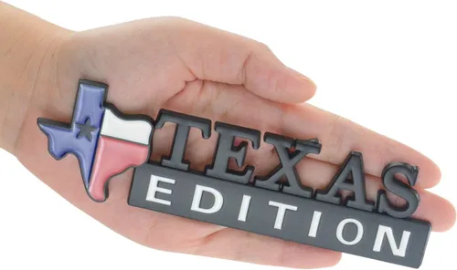 Vista 2 de 1x Emblema de bandera estatal de estrella de Texas en metal cromado Edición Texas (negro y blanco) para guardabarros y puerta lateral