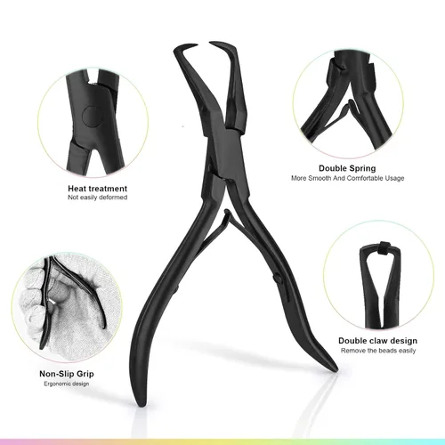 Vista 2 de Kit de herramientas para extensiones de cabello EHDIS de acero inoxidable, juego de alicates para micro enlaces de cuentas de cabello y removedor