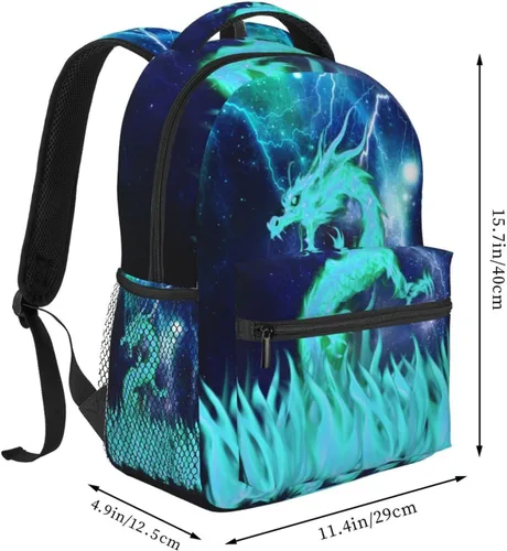Vista 2 de Giwawa Cyan Dragon - Mochila para niños y niñas, con iluminación genial para 2, 3, 4, 5 y 6 grado, mochilas de animales de regreso a clases