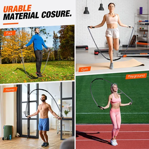 Vista 7 de HOXWC Cuerda de Saltar, Cuerda de Saltar con Peso para Fitness, Cuerdas de Saltar Pesadas para Hombres Mujeres Niños, Set de Equipo de Entrenamiento