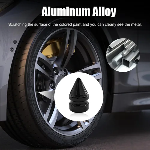 Vista 5 de Ziciner 4 piezas de tapas de válvula de neumático para automóvil, accesorios de aleación de aluminio con puntas, cubiertas de válvula de rueda