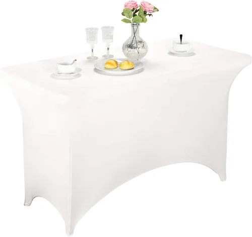 Vista 35 de LZY Cubierta de Mesa Elástica Ajustable de Spandex para Mesa Plegable de 6 pies, 4 pies o 8 pies, Mantel de Cóctel Rectangular, Perfecto para Champn