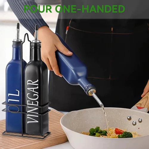Vista 6 de Vakoo - Dispensador de aceite y vinagre, 17 onzas, azul y negro azul+negro