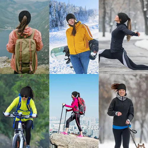Vista 5 de Bluetooth Beanie for Women with Ponytail Hole, Beanie with Headphones Built in Microphone, Womens Gifts