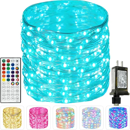 Vista 12 de Guirnalda de luces LED enchufables de 33 pies, impermeable, para exteriores e interiores, 8 modos con temporizador, luz de Navidad, decoración
