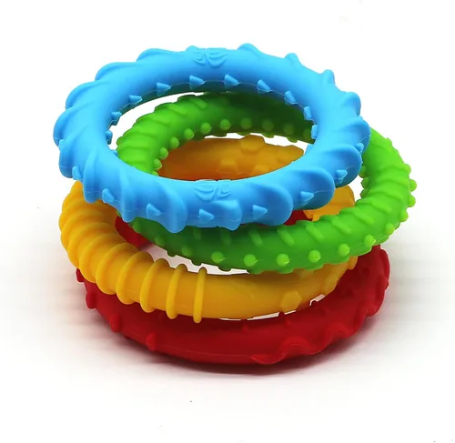 Vista 7 de Flyaway Paquete de 4 pulseras sensoriales para niños con autismo, TDAH, ansiedad, textura, silicona, ayuda motora oral, juguetes sensoriales