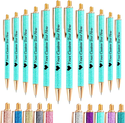 Vista 44 de Hasta 100 bolígrafos personalizados a granel con nombre, bolígrafo con purpurina personalizable, logotipo de negocios, mensaje de texto, regalo