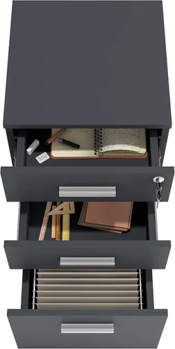 Vista 7 de Lazio Archivador de 26 pulgadas con cerradura, archivador para el hogar y la oficina, archivador de 3 cajones con ruedas para cartas de tamaño A4