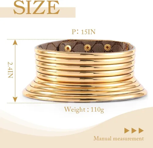 Vista 7 de Fstrend Gargantilla nacional africana de cuero dorado grueso punk collar gótico para mujer