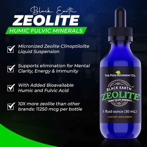 Vista 2 de Zeolita Black Earth con Ácidos Húmicos Fúlvicos Oligoelementos para Adultos y Niños para Desintoxicación, Salud Intestinal y Apoyo Inmunológico