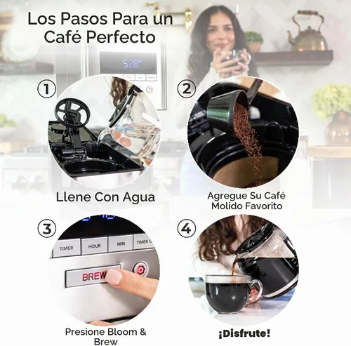 Vista 5 de VINCI RDT Elite - Cafetera giratoria con cabezal rociador Cafetera programable de 12 tazas con función Bloom y tecnología de dispersión rotativa