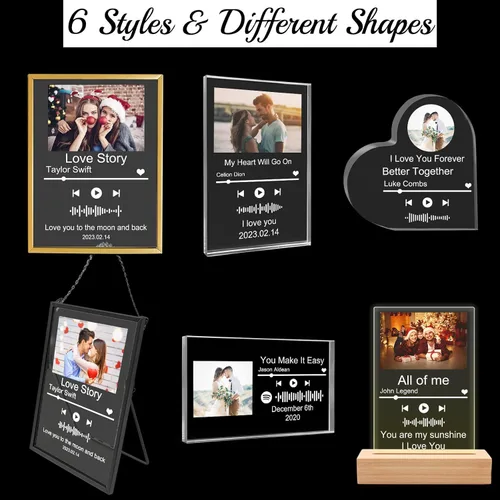 Vista 2 de Placa de canción acrílica personalizada, cubierta de álbum de fotos personalizada, código QR, regalos personalizados para niños, niñas, amigos, día