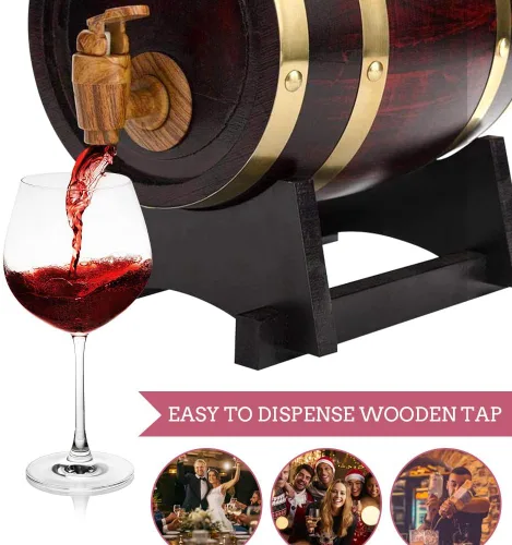 Vista 7 de Dispensador de whisky Barril de envejecimiento de roble 1.5L Barril de madera rojo vino