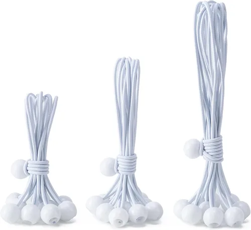 Vista 21 de Paquete de 30 cuerdas elásticas con bola, cuerdas elásticas resistentes de 4 pulgadas, lona de toldo con bolas elásticas para amarre de dosel