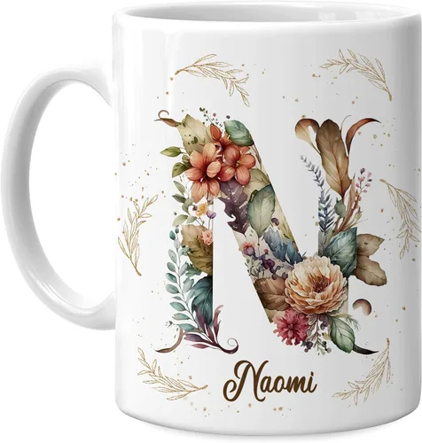 Vista 15 de Hyturtle Taza de café personalizada con inicial con nombre, monograma de cumpleaños, regalos de Navidad para niñas y mujeres, letra A del alfabeto
