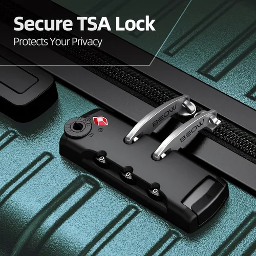 Vista 4 de BEOW Equipaje expandible liquidación 4 piezas Hardshell ligero PC+ABS Maleta Spinner Ruedas TSA Lock, Verde militar