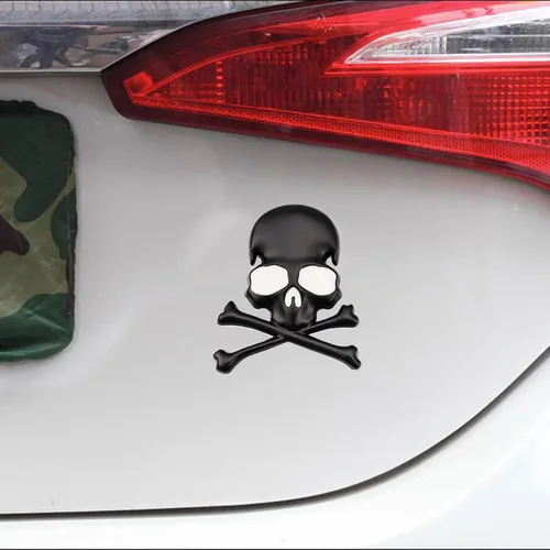 Vista 9 de Emblema de calavera de esqueleto 3D para el lado del coche, parte trasera, capó delantero, puerta del maletero, parachoques trasero, caja de cola