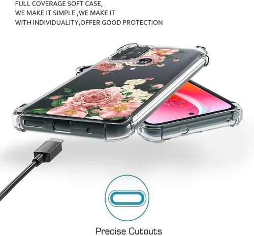 Vista 6 de Osophter Funda para Moto G Power 2022 con diseño floral para niñas y mujeres, absorción de golpes, flexible, de goma TPU para Motorola Moto G