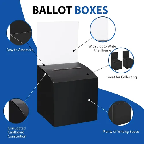 Vista 3 de Paquete de 12 cajas de rifa Caja de donación para recaudación de fondos, cajas de votación de cartón con ranura para boleto y cabecera extraíble