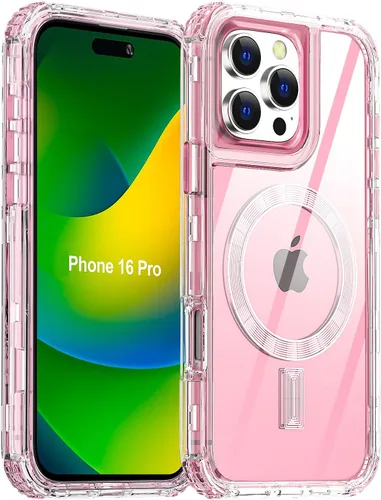 Vista 10 de AICase para iPhone 16 Plus, Funda Transparente Compatible con MagSafe, Protección contra Caídas de 3 en 1, Resistente a Prueba