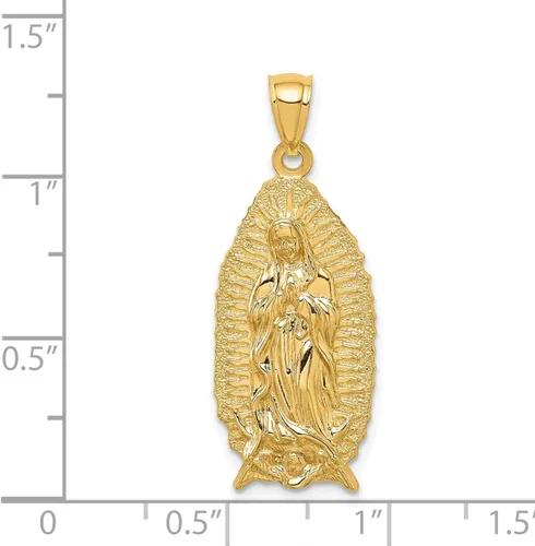 Vista 4 de Colgante religioso de la Virgen de Guadalupe en oro amarillo de 14 quilates