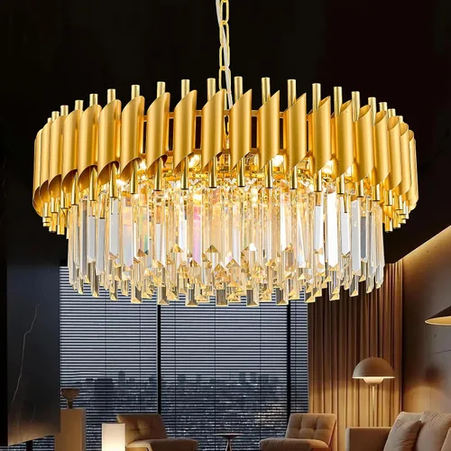 Vista 8 de Candelabro de cristal negro de 20 pulgadas con luces colgantes