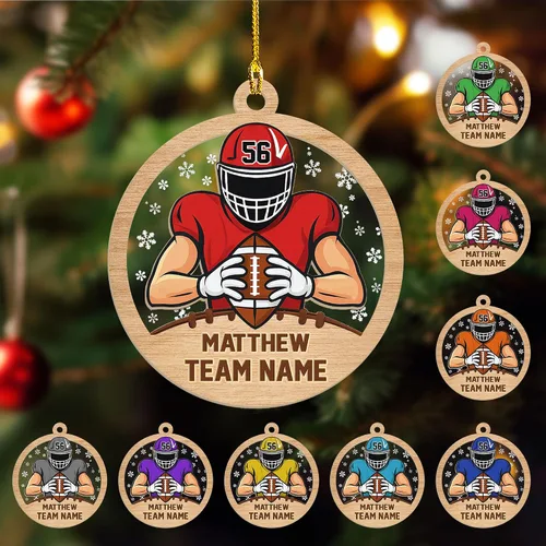 Vista 35 de Adornos de fútbol personalizados, hombreras y casco, adorno de Navidad, regalo de jugador estadounidense, regalo para niños y niñas, decoración