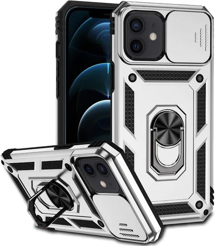 Vista 12 de Funda para iPhone 12/12 Pro, iPhone 12/12 Pro con funda para cámara y soporte, grado militar, a prueba de golpes, resistente, con funda magnética
