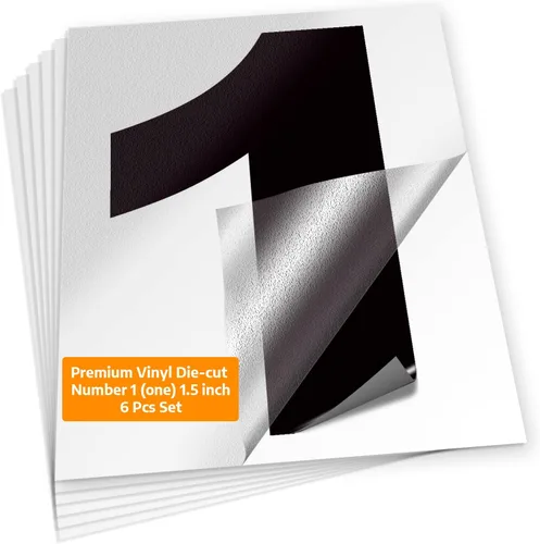 Vista 68 de iSYFIX Calcomanías de vinilo negro con el número 7 (siete), paquete de 6 calcomanías autoadhesivas de 7 pulgadas, calcomanías troqueladas y Negro