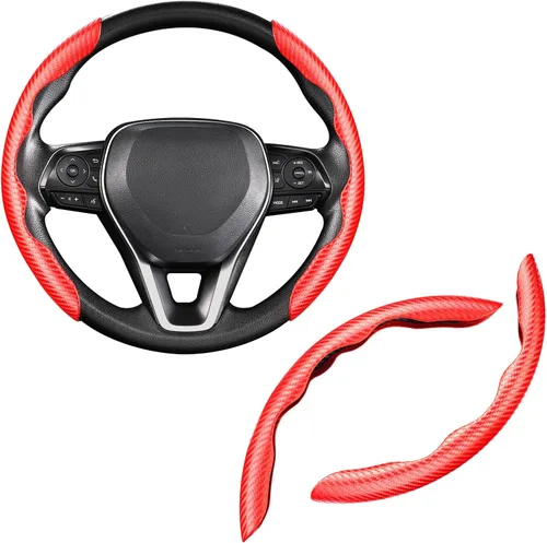 Vista 10 de Cartist Funda de volante de fibra de carbono, antideslizante, para hombres y mujeres, duradera, accesorio universal para automóvil (negro)
