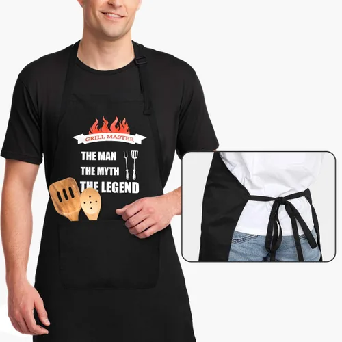 Vista 5 de LYLPYHDP Delantales divertidos para hombres, correa ajustable para el cuello, impermeable y resistente al aceite. Perfecto para asar a la parrilla
