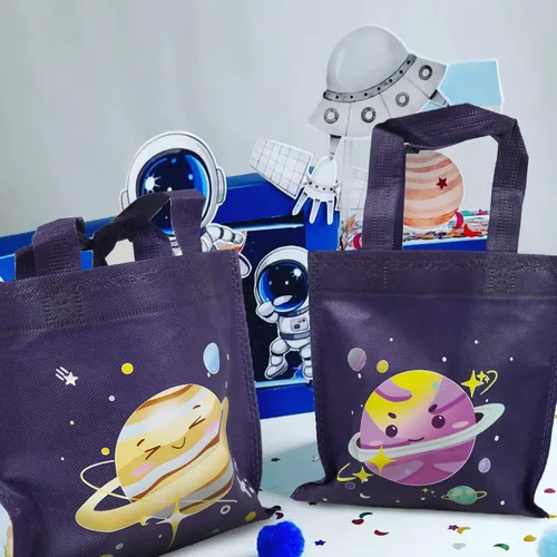 Vista 4 de BANBALLON 20 bolsas de recuerdo para fiesta del espacio exterior, bolsas de regalo espaciales, bolsas de regalo para niños, sistema solar galáctico