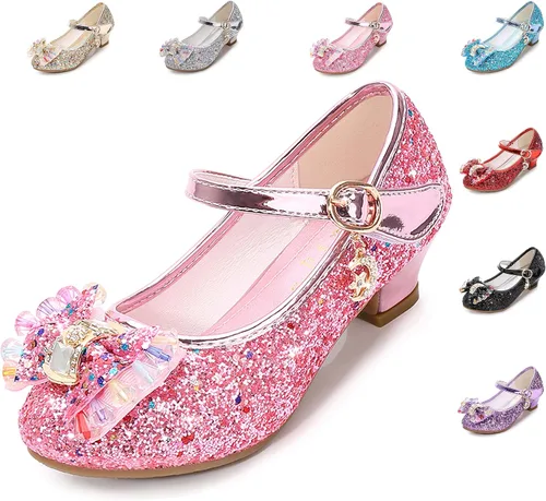 Vista 5 de Cadidi Dinos Zapatos de vestir para niñas con tacón de fiesta de boda Mary Jane Princess Flower Shoes (bebéniño pequeñoniño grande)