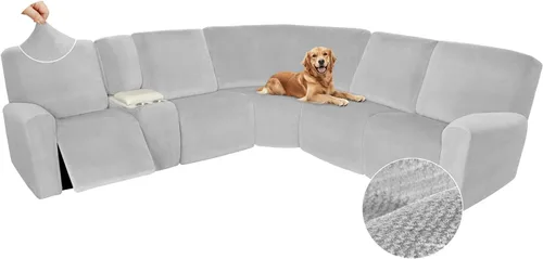 Vista 88 de Arfntevss Fundas de sofá seccional reclinable de terciopelo, Funda de sofá seccional de esquina para sofá reclinable, Funda elástica suave