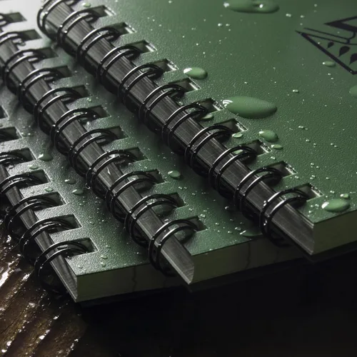 Vista 6 de Rite In The Rain Cuaderno de espiral superior resistente a la intemperie, 4 x 6 pulgadas, cubierta verde, patrón universal, paquete de 3