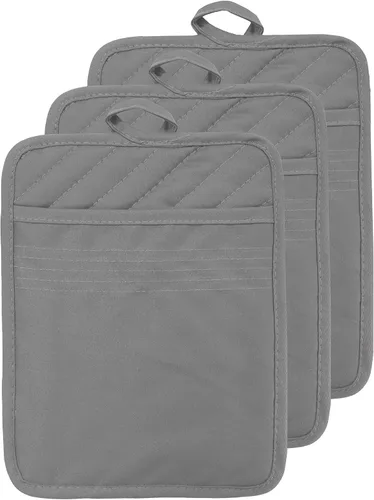 Vista 23 de Oven Pot Holder with Pocket Cotton Heat Resistant Coaster Potholder Kitchen Hot Pad Oven Mitts for Cooking and Baking Square 7"x9" (Aqua, Silicone)