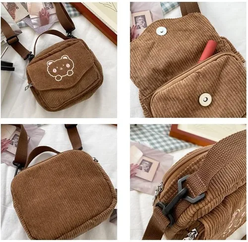Vista 6 de GGOOB Bolso bandolera y cartera Kawaii - Bolso de pana