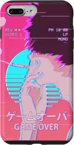 Vista 12 de Funda retro para iPhone 16 Vaporwave Aesthetic Emo Anime Boy Sad Game Over Lofi
