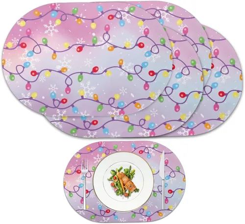 Vista 43 de Autumn Placemats Set of 2 Waterproof Wipeable 12X18 Inch Faux Leather Non Slip Heat Resistant Mats for Thanksgiving Dinner Outdoor Decor