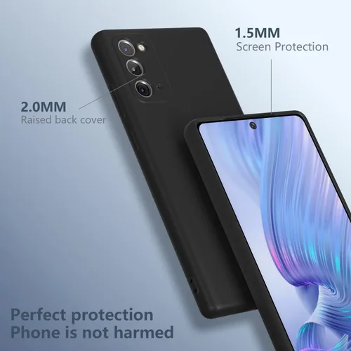 Vista 3 de Funda para Galaxy Note20, silicona líquida, delgada, suave, TPU Fit, protección de cuerpo completo, a prueba de golpes, para Galaxy Note 20 de 6.7